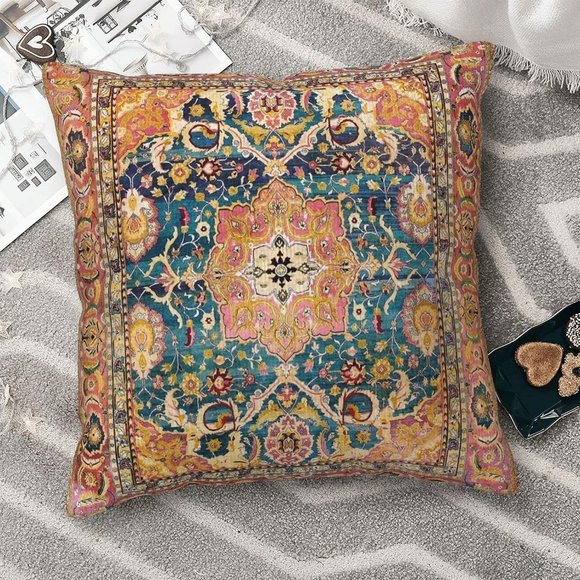 SET 2 Boho Paisley Mandala Cotton Throw Pillow Covers Bohemian Home Decor - Picture 3 of 6